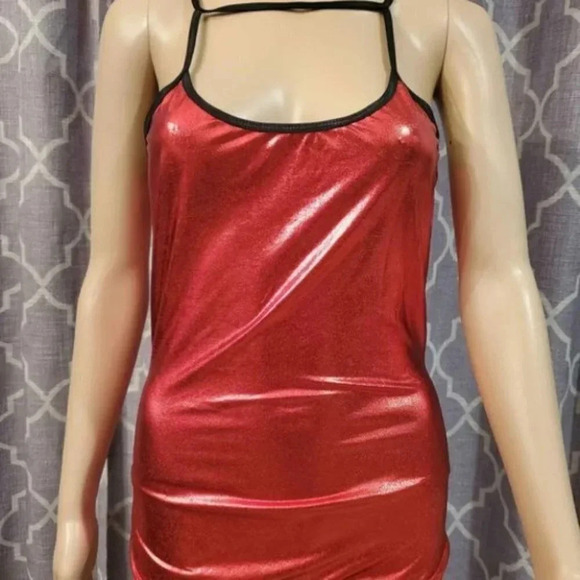 Red Dress with Black Strap - Picture 4 of 4